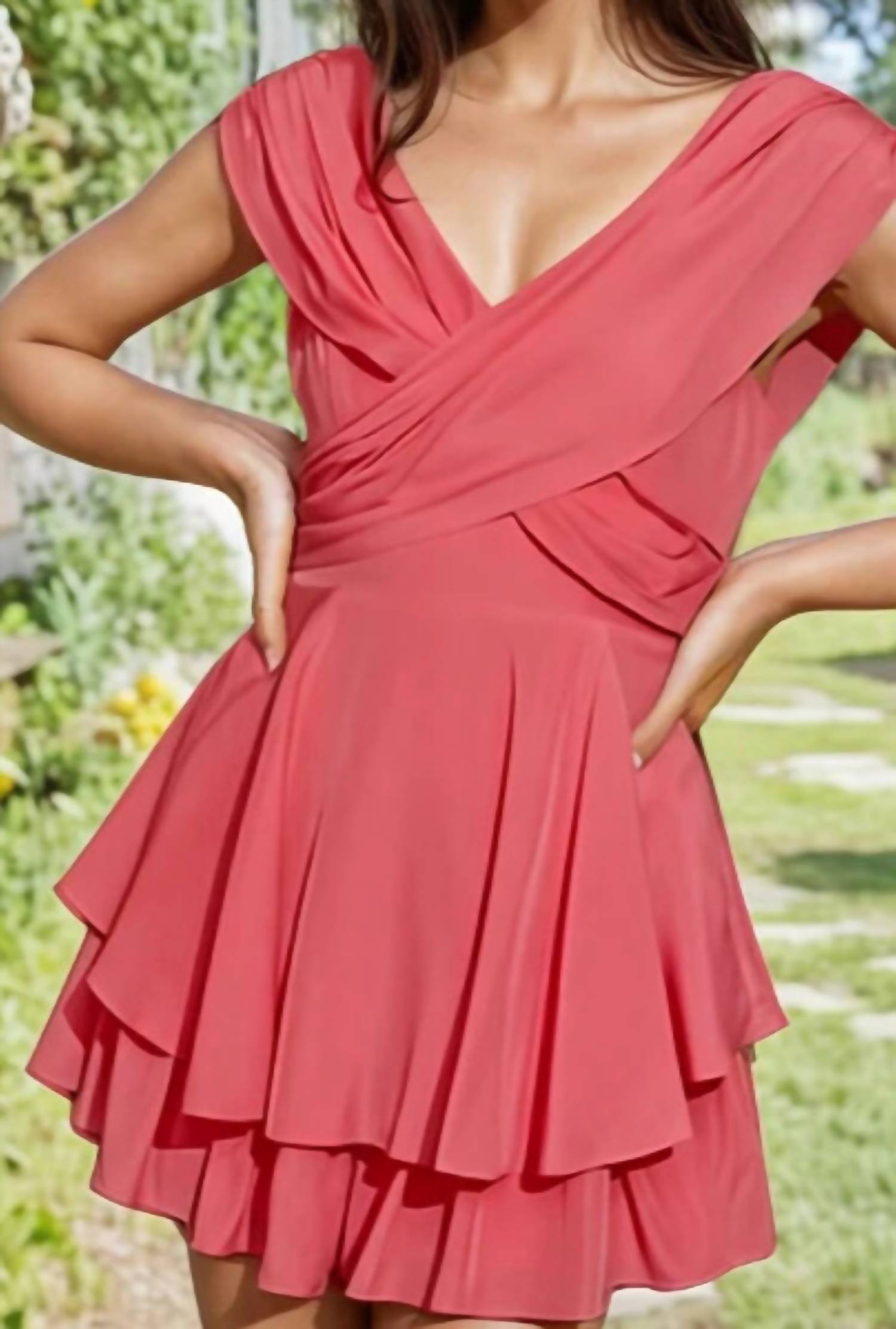 Mustard Seed - Teresa Crossover Layered Hem Romper