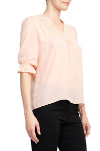 Zac & Rachel - Lace V-neck Crepe Top