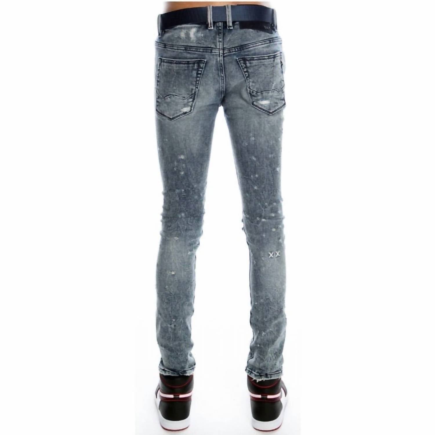 Cult Of Individuality - MEN'S PUNK SUPER SKINNY STRETCH BELTED JEANS