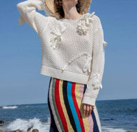 Lingua Franca Crochet Cammy Boatneck Top in cream - women's long sleeve top - view 5