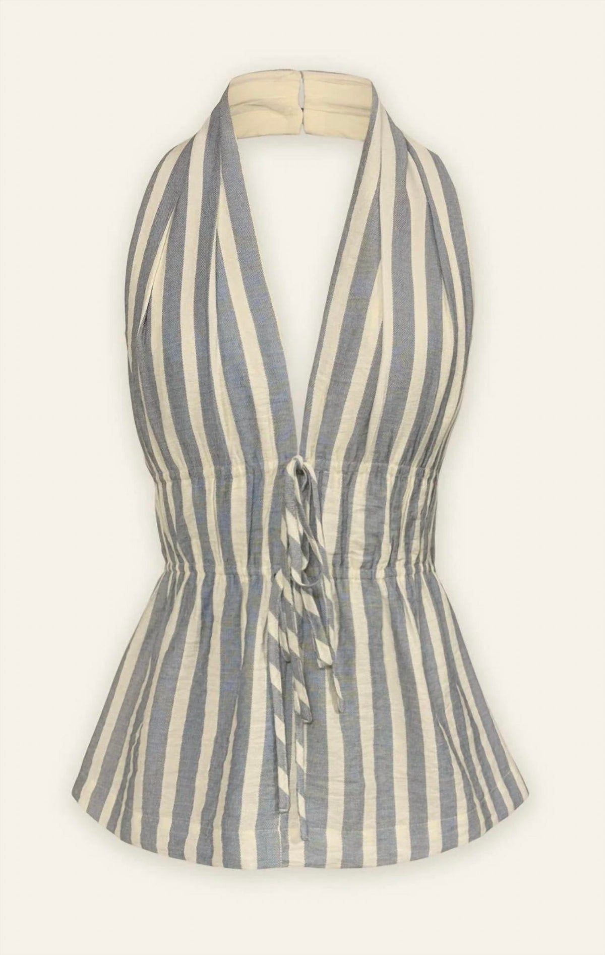 Dress Forum - Women's Saltwater Stripe Halter Neck Shirred Top