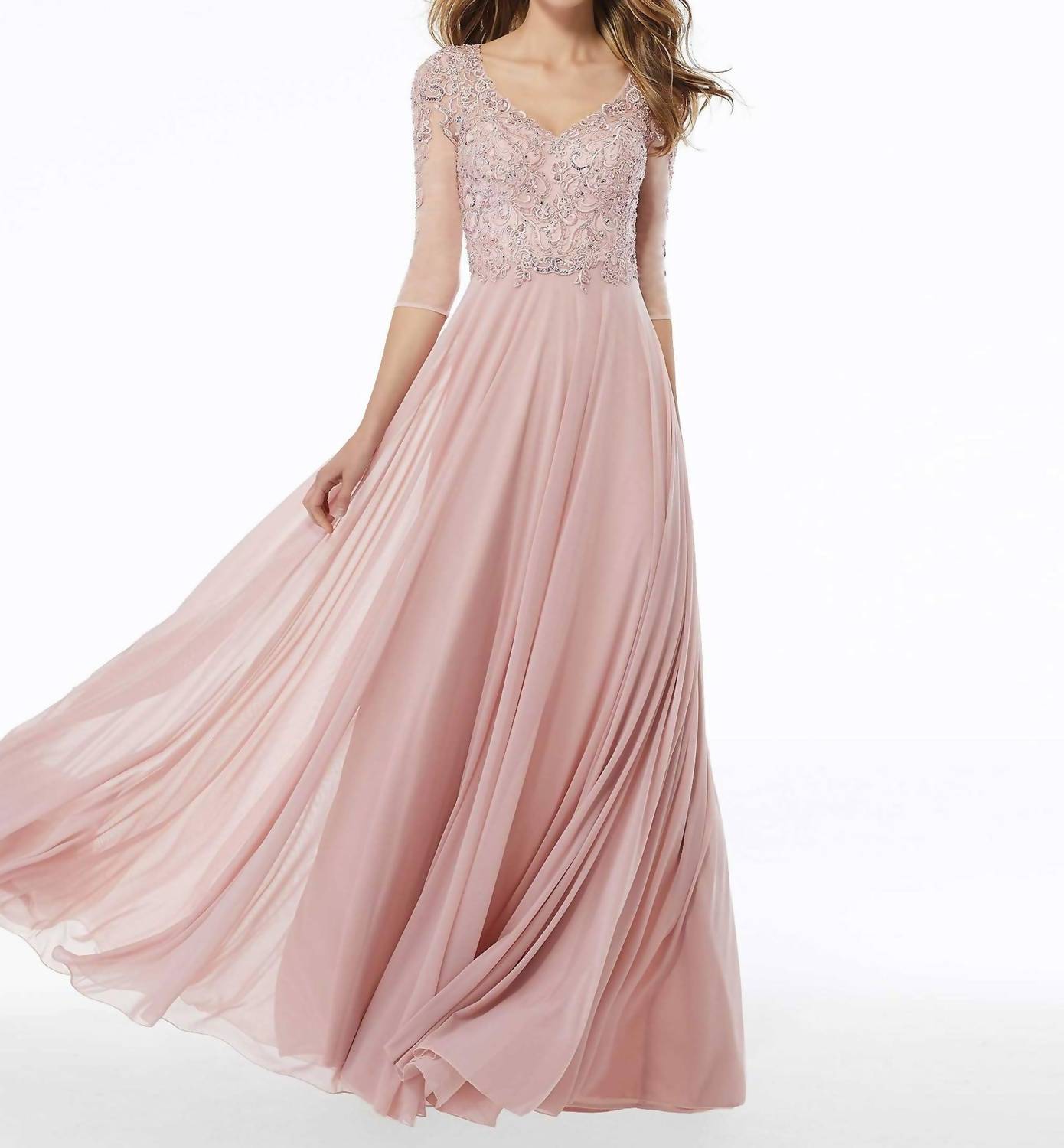 Mgny - Beaded A-line Evening Gown