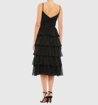 Mac Duggal - Ruffle Layered V-neck Midi Dress