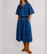 Free People Westley Denim Skirt Set in deep sea wash - women's skirt