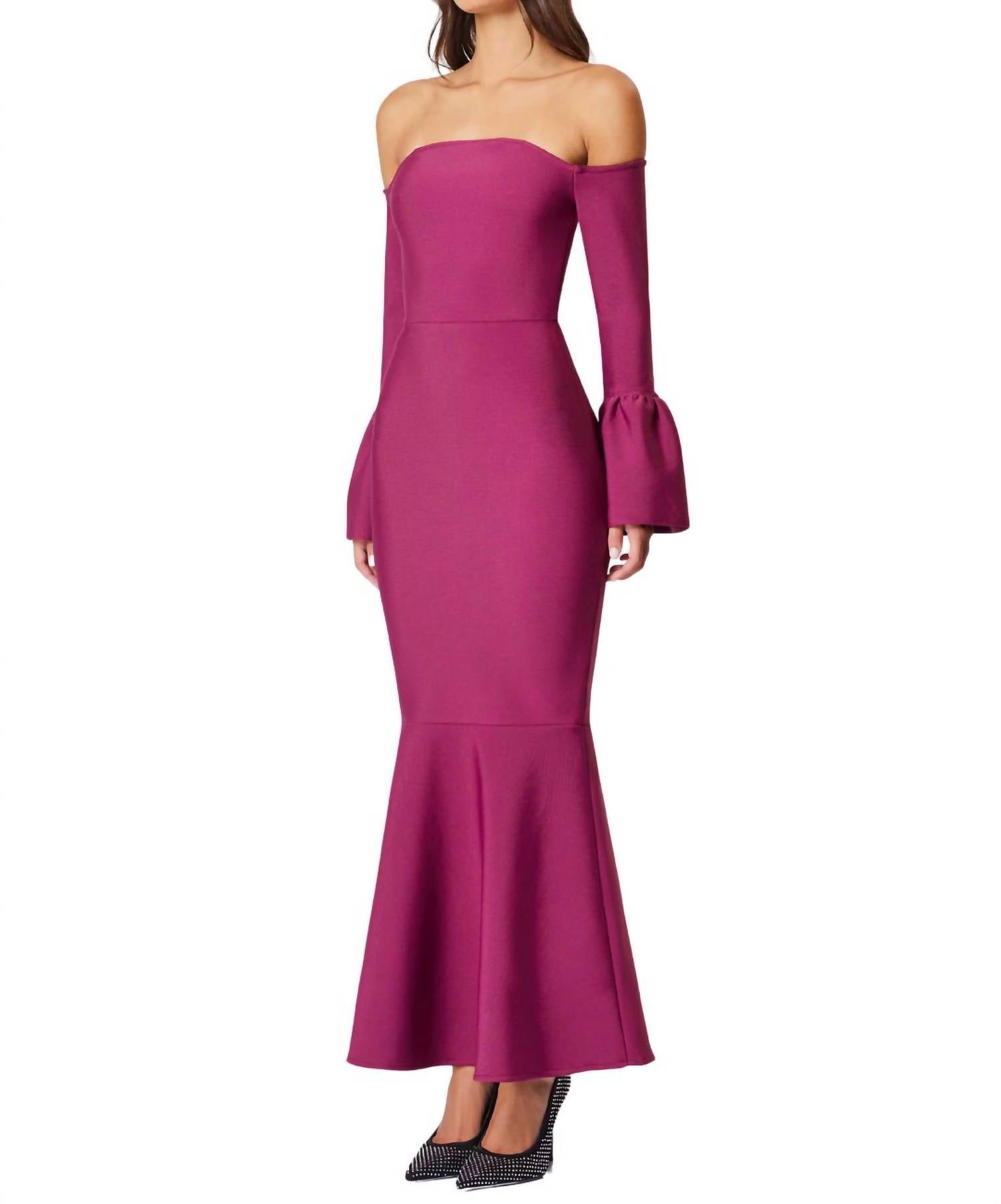 Elliatt - Ella Off-shoulder Bell Sleeve Gown