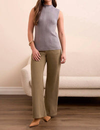 Tribal - Textured Sleeveless Mock Neck Top