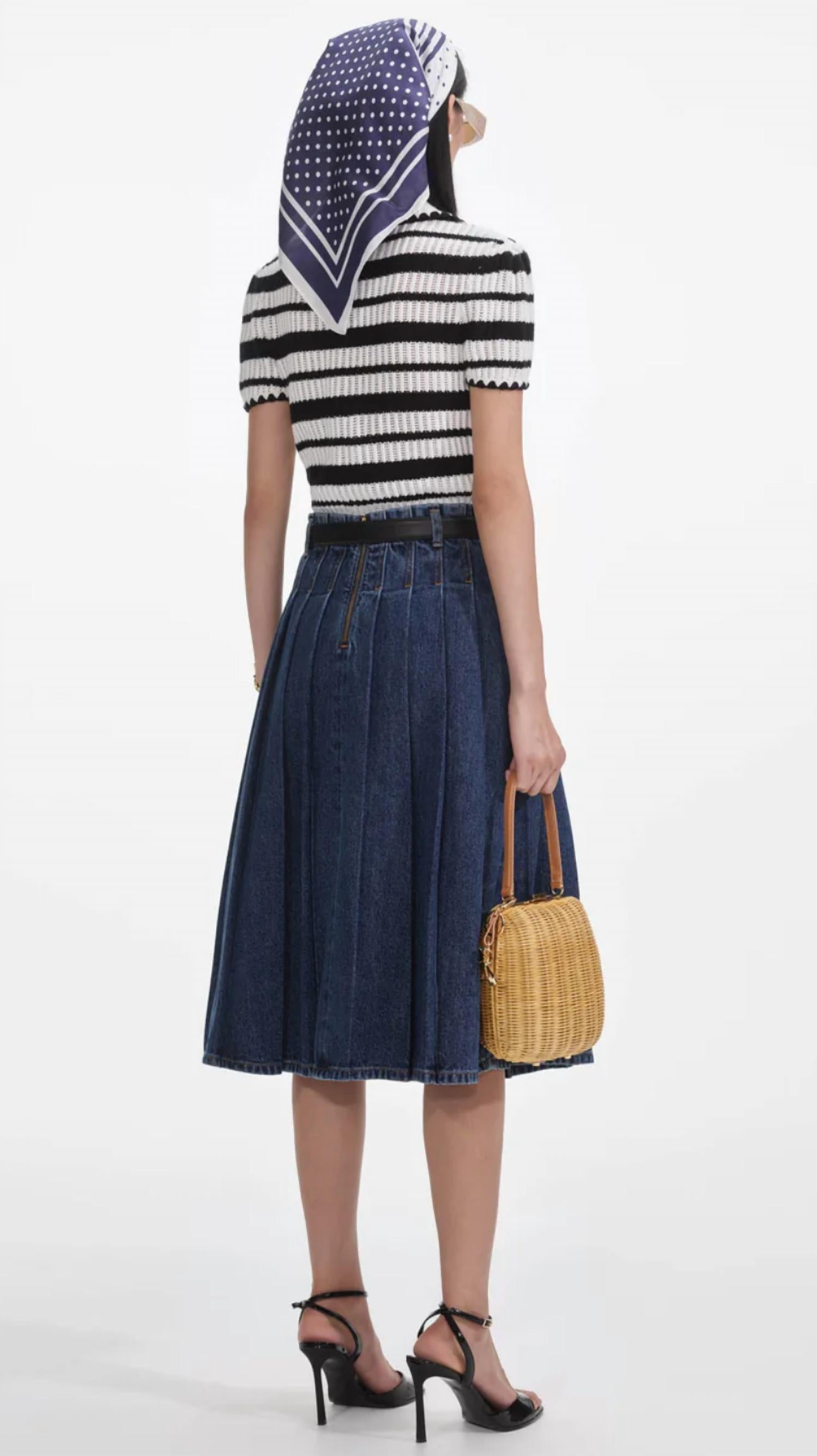 Self-Portrait - Striped Crochet Top