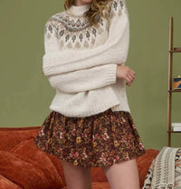 Blu Pepper - Floral Smocked Lace-up Mini Skort