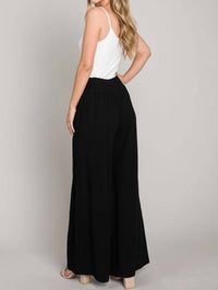 ALLIE ROSE Drawstring Wide Leg Pant - Plus in black - women's pants - detail view