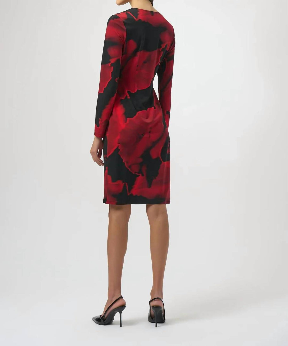 Joseph Ribkoff - Abstract Print Faux Wrap Long Sleeves Dress