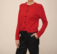 Bella Dahl Tie Waist Cardigan in crimson cherry 1 - women's cardigan - detail view