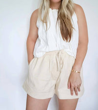 English Factory - Breezy Cotton High-waisted Flare Shorts