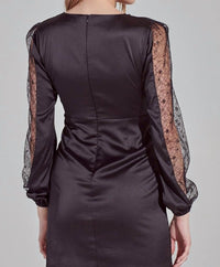 Lace Detail Satin Mini Dress