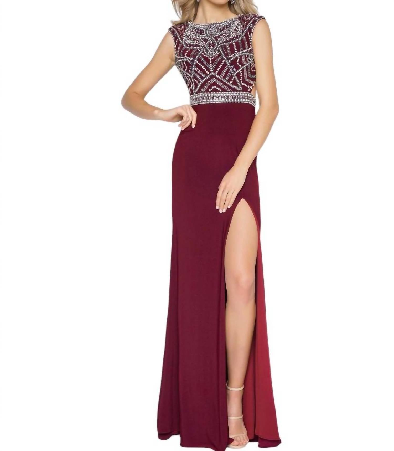 Mac Duggal - Beaded Bodice Jersey Dress