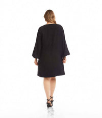 Karen Kane - Puff Sleeve Embellished Bow Shift Dress - Plus