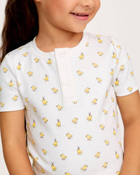 Petite Plume Kid's Pima Snug Fit Short Set in tres chick - kids' sleepwear - detail view
