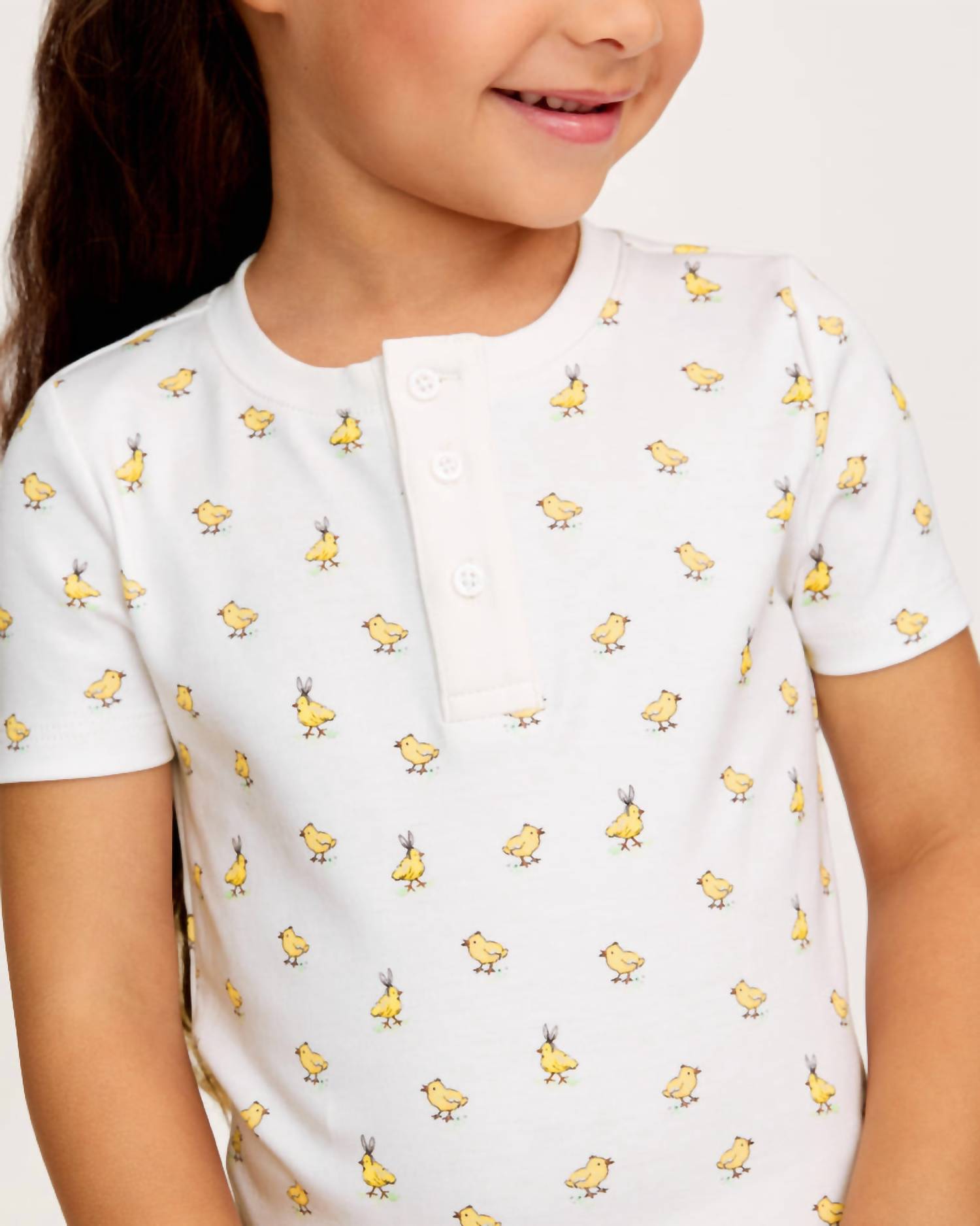 Petite Plume Kid's Pima Snug Fit Short Set in tres chick - kids' sleepwear - detail view