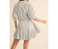 Miou Muse - Striped Pattern Button-Down Shirt Dress