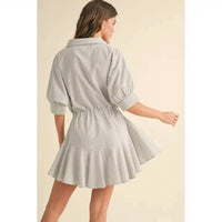 Miou Muse - Striped Pattern Button-Down Shirt Dress