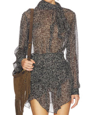 ISABEL MARANT Leona Blouse in black ecru - women's blouse