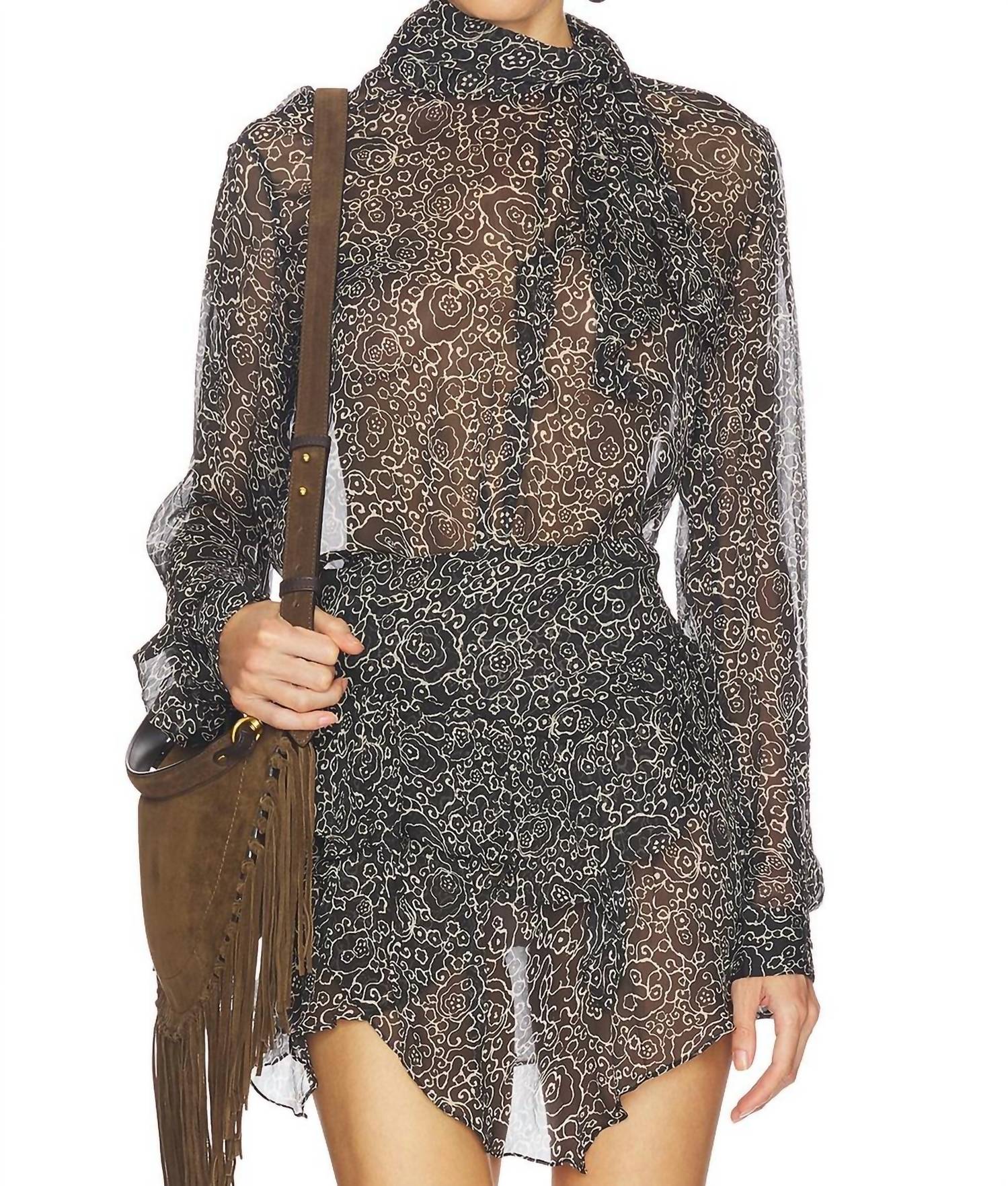 ISABEL MARANT Leona Blouse in black ecru - women's blouse