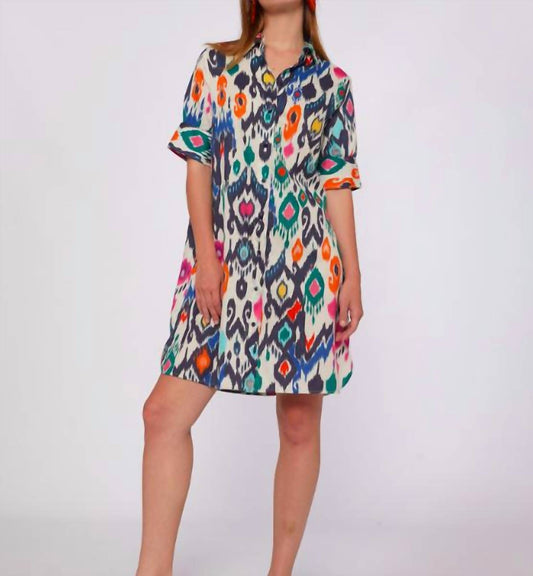 Vilagallo - Dress Hester Multicolour IKAT Cotton Print