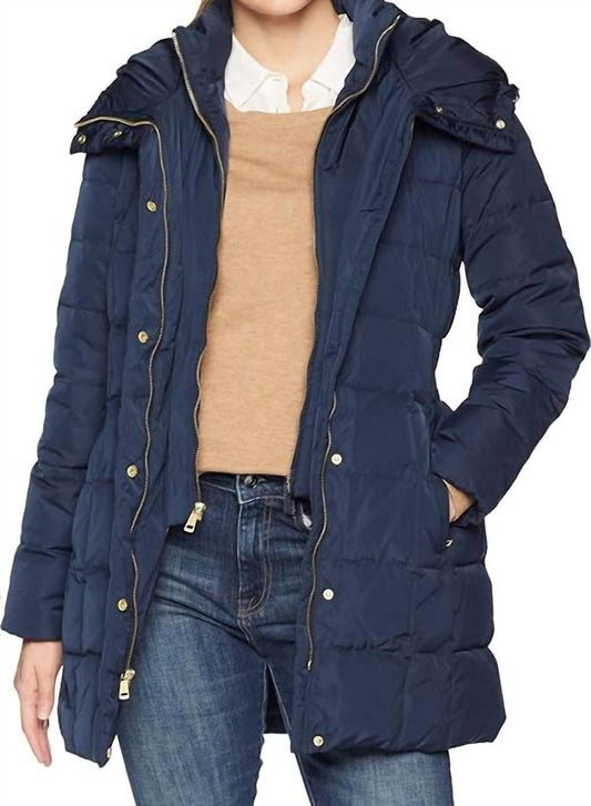 Cole Haan - Taffeta Down Coat With Bib Front And Dramatic Hood