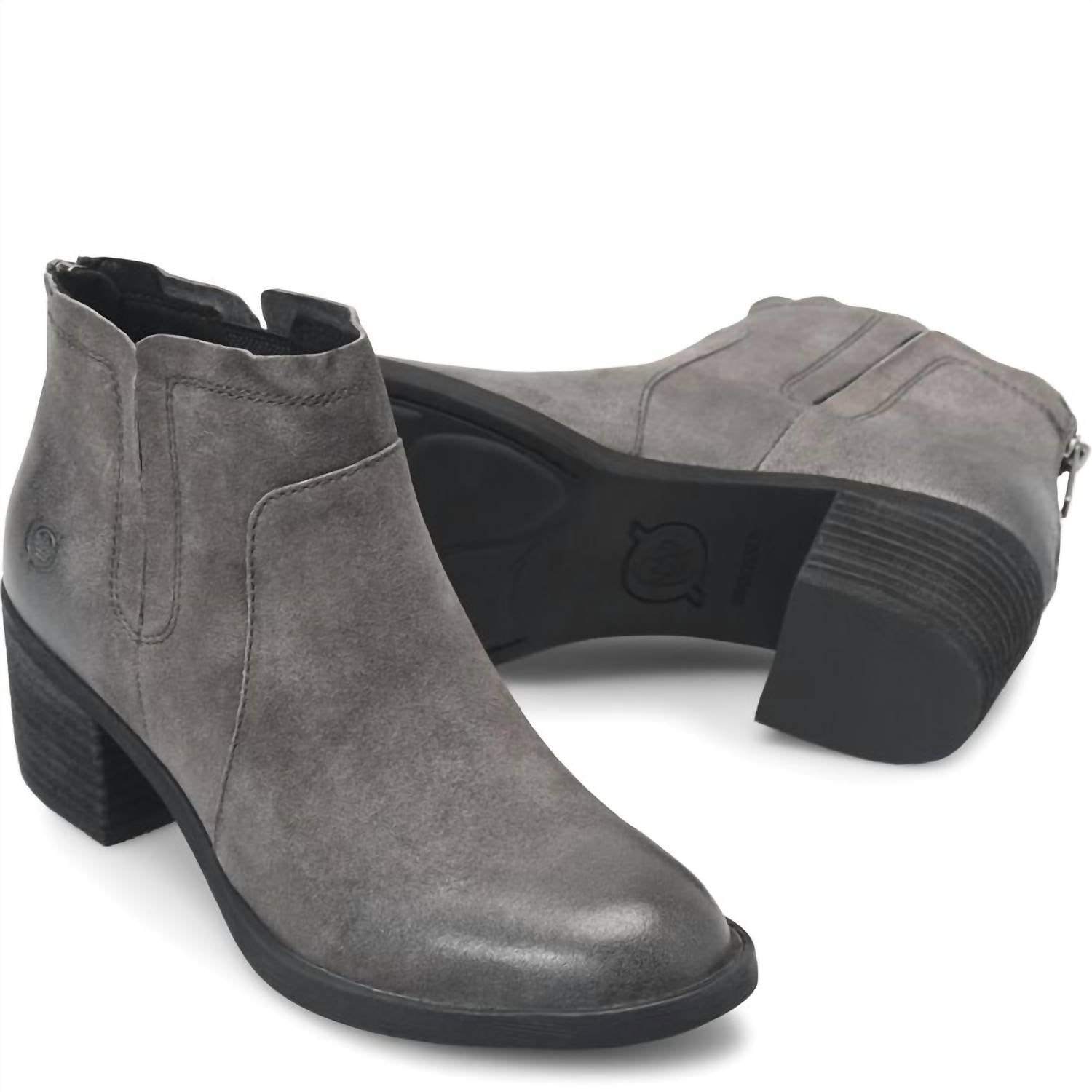 Born Women's Reece Boot in dark grey basalto - women's shoe - detail view