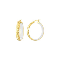 Gold & Honey - Women's Enamel Hammered Hoop Earrings