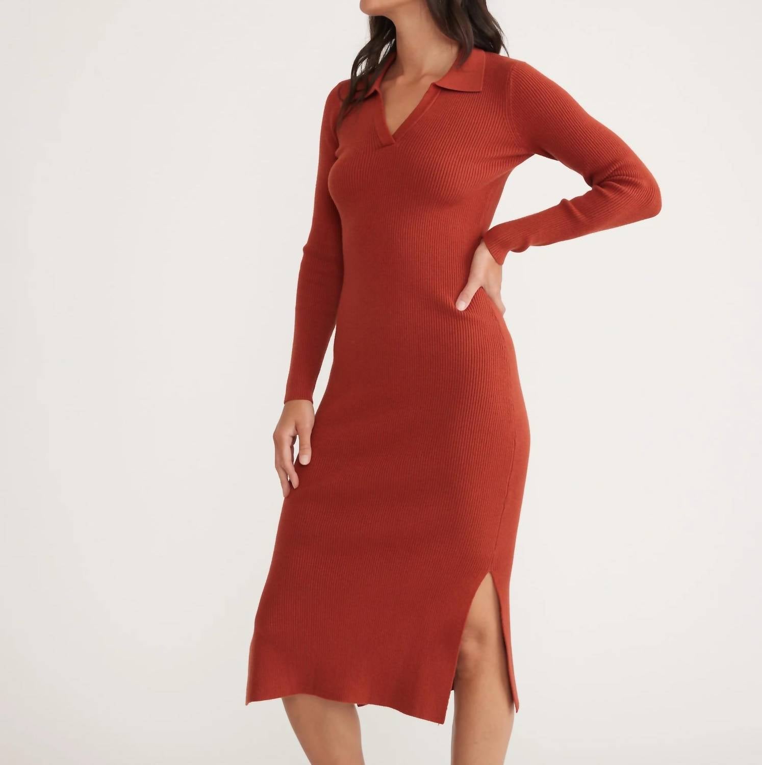 Marine Layer - Lexi Sweater Rib Long Sleeve Polo Dress