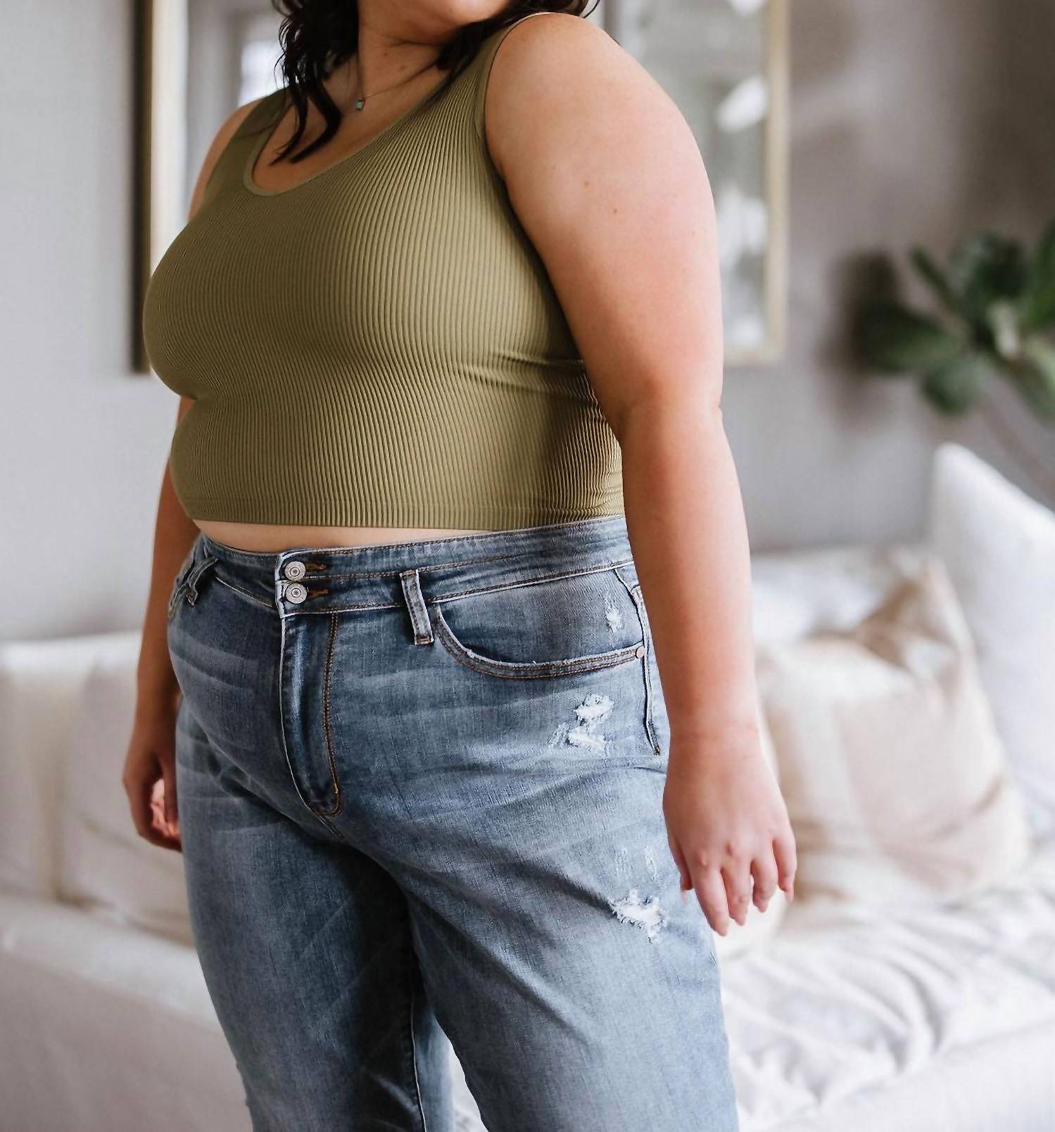 Yelete - Relevant Ribbed Seamless Reversible Tank Top - Plus