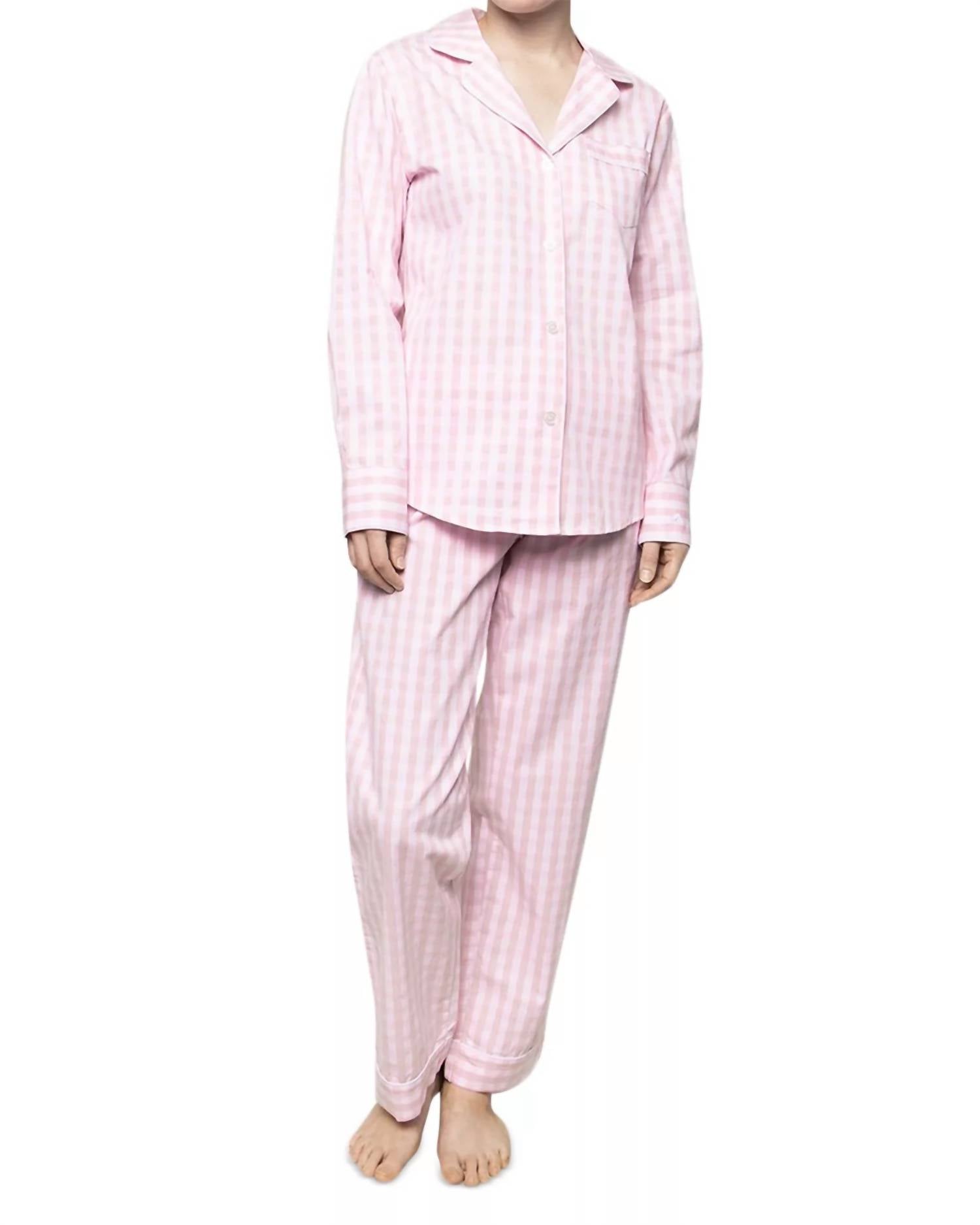 Petite Plume GINGHAM PAJAMA SET in pink - women's sleepwear