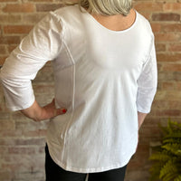 Neon Buddha Reversible Top in white - women's long sleeve top - detail view