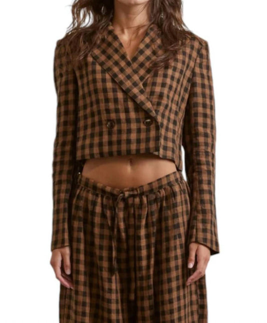 Amente - Cropped Plaid Linen Jacket