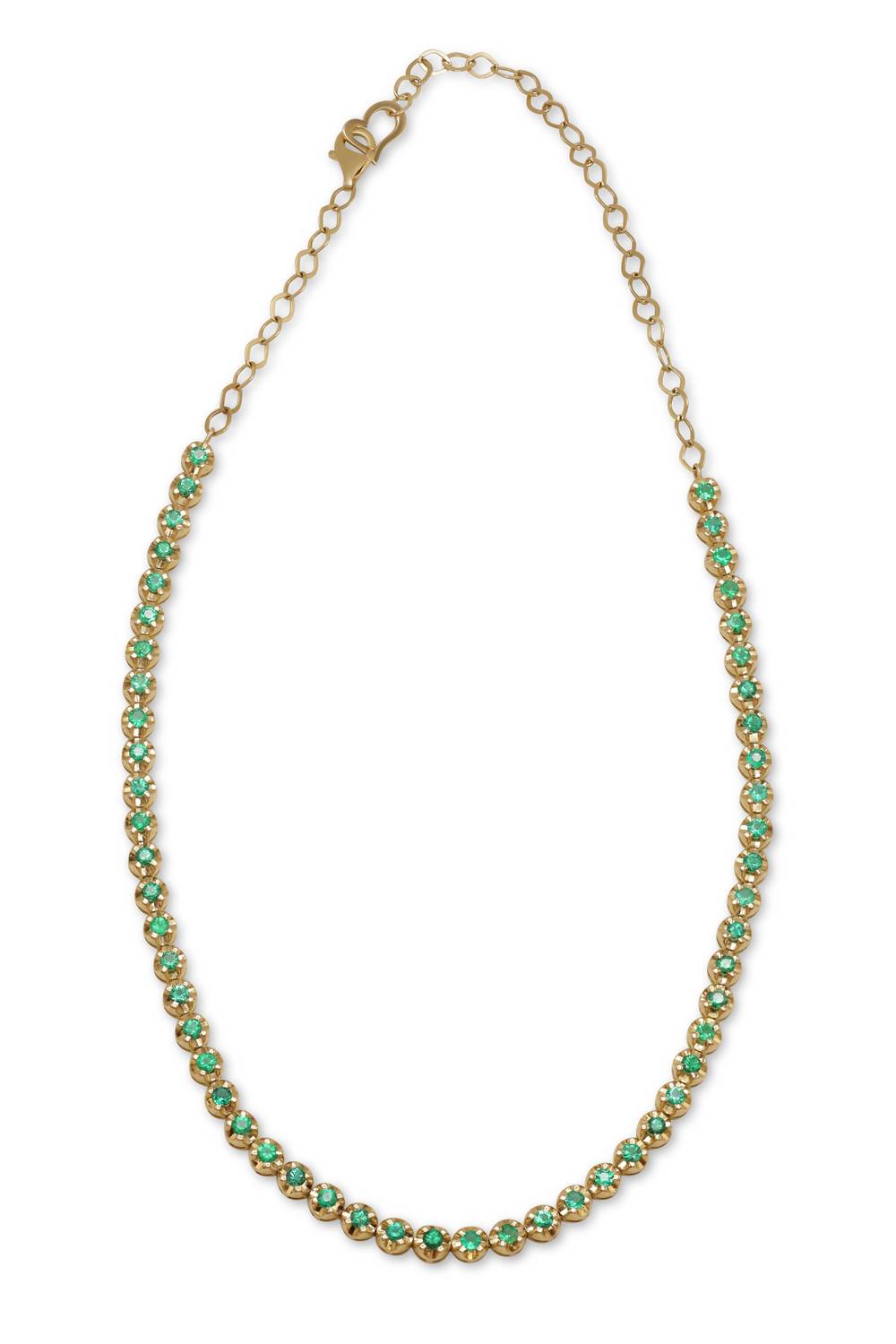 Diana M Jewels - 2.42 Cts Round Emerald Choker Necklace