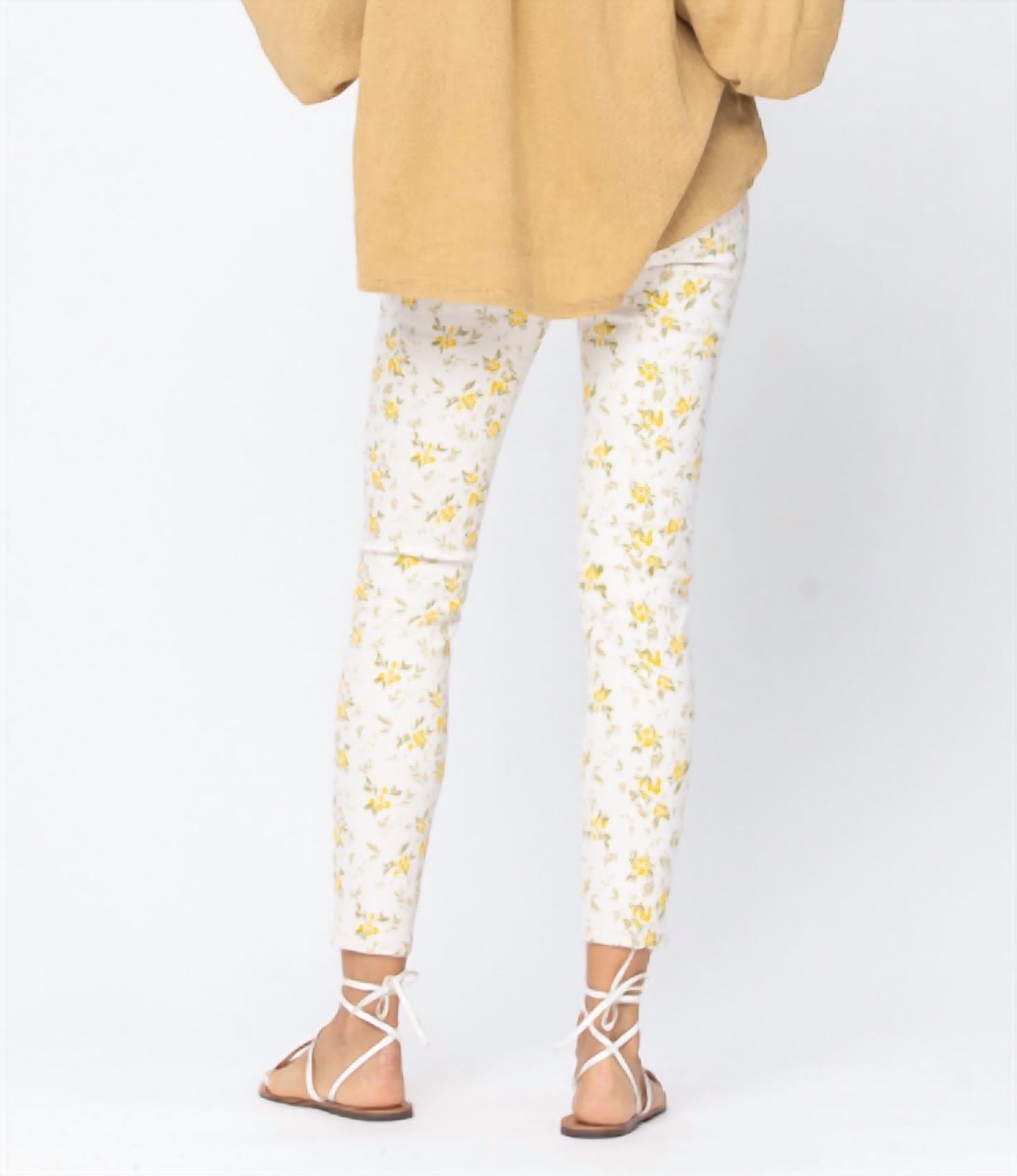 Judy Blue - Floral Print Midrise Skinny Jeans