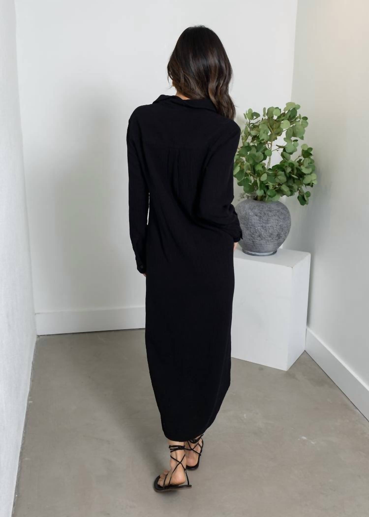 Bobi - Button Front Maxi Shirt Dress