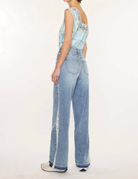 Kancan - High Rise Lace Trim Wide Leg Jean