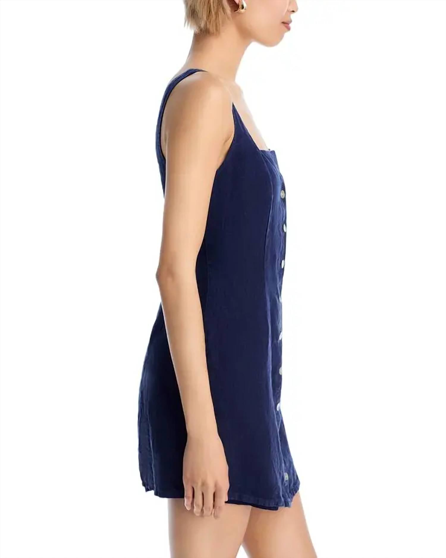 Bella Dahl Square Neck Button Front Mini Dress in navy - women's dress - view 5