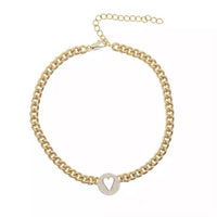 Sahira Jewelry Design Women's Pave Heart Chain Necklace in gold - women's jewelry
