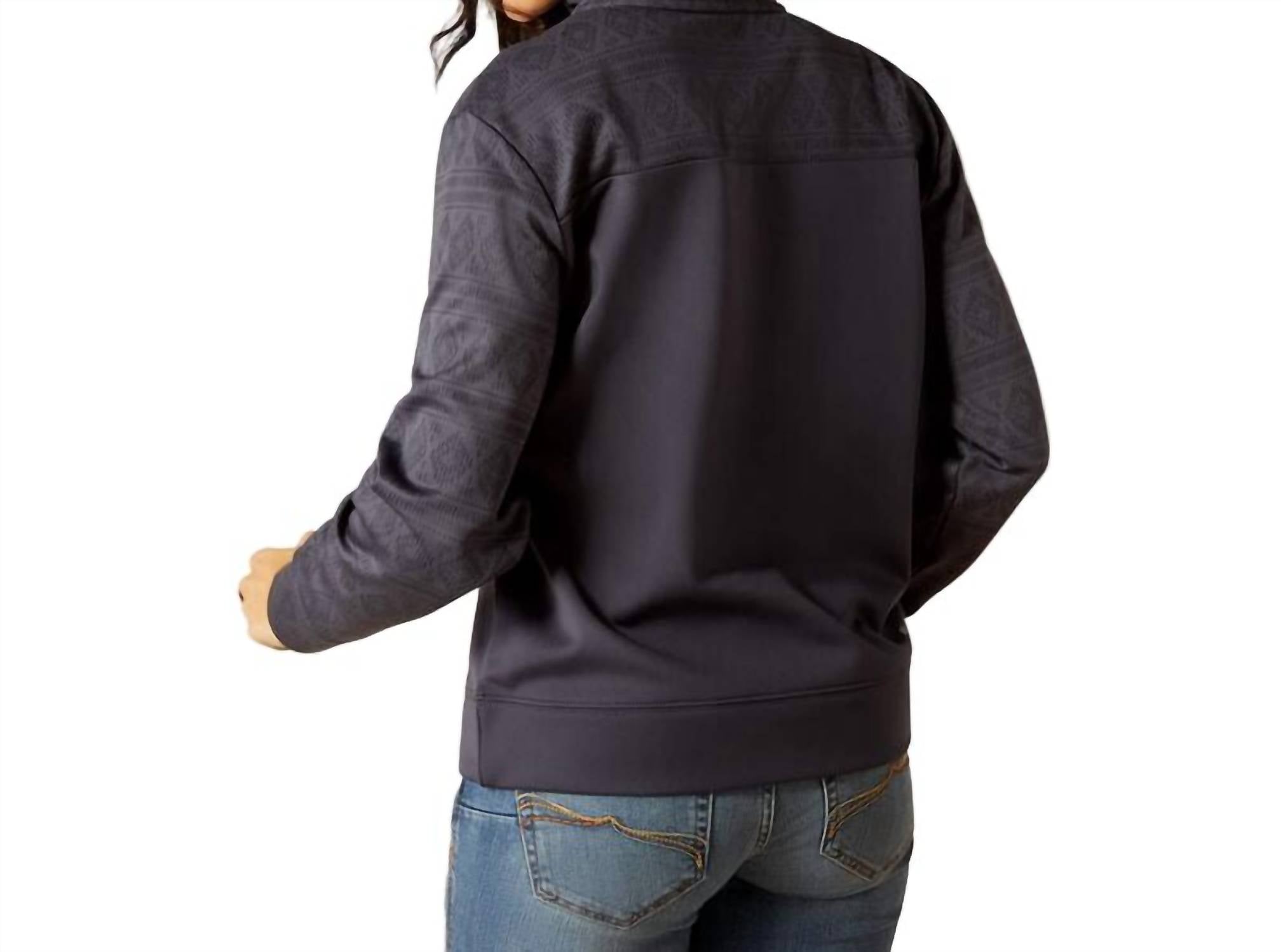 ARIAT Women's Tek Fleece Sweatshirt in grey - women's top - detail view