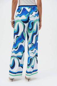 Joseph Ribkoff Swirl Wide Print Pant in vanilla multi - women's pants - detail view