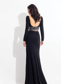 Rachel Allan - Long Sleeves Jersey Two-piece Gown