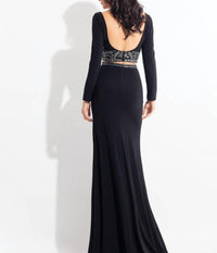Rachel Allan - Long Sleeves Jersey Two-piece Gown