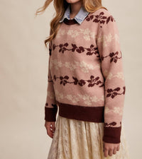 Listicle - Floral Jacquard Knit Pullover