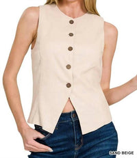 Zenana - Linen Button Down Vest
