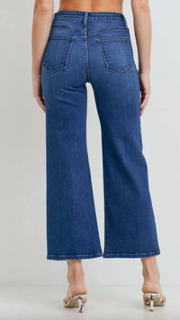 JUST BLACK DENIM High Rise Slim Cropped Wide Leg Jeans in dark wash - women's jeans - alternate view