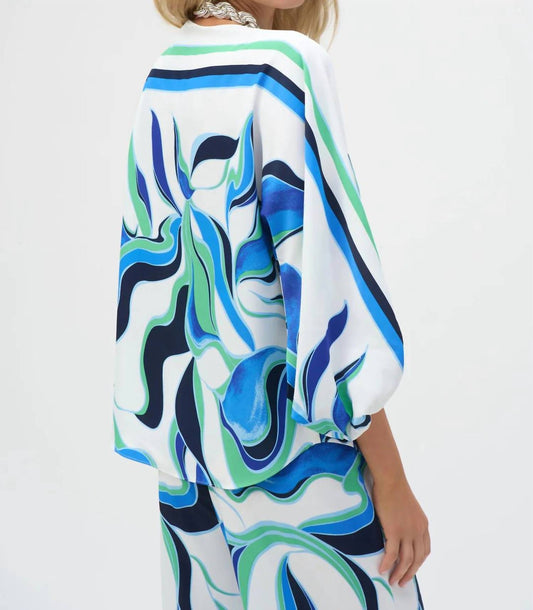 Joseph Ribkoff - Abstract Print Boat Neck Top