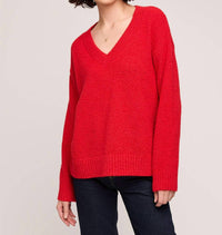 Gentle Fawn Tilda V Neck Sweater in red - women's sweater