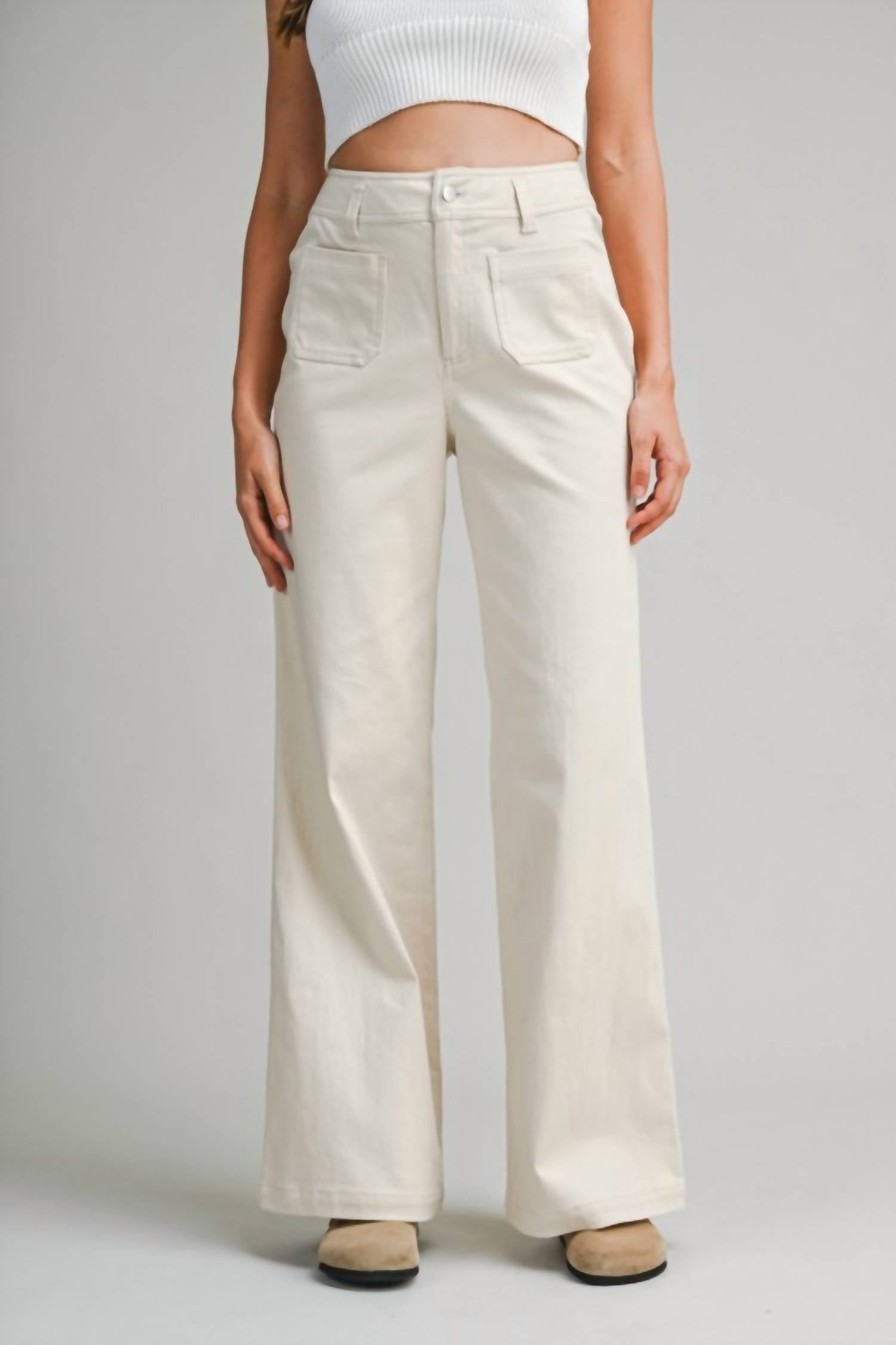 Mable - Front Patch Wide Leg Pants